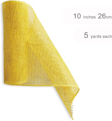 Miniatura 9 de Malla de arpillera de poliéster de 10 pulgadas, 5 yardas cada uno, paquete de 4 rollos de arpillera de color lino, suministros de corona de malla