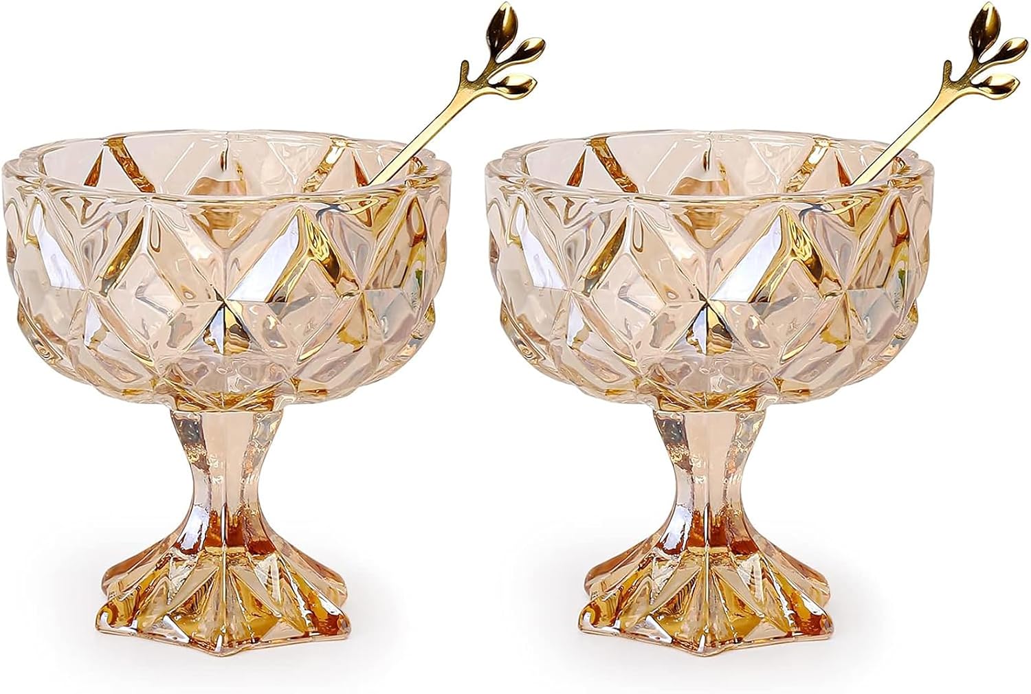 Yummy Sam 2 Pcs 280ML Dessert Glass Bowls Ice Cream Footed Dessert Cups