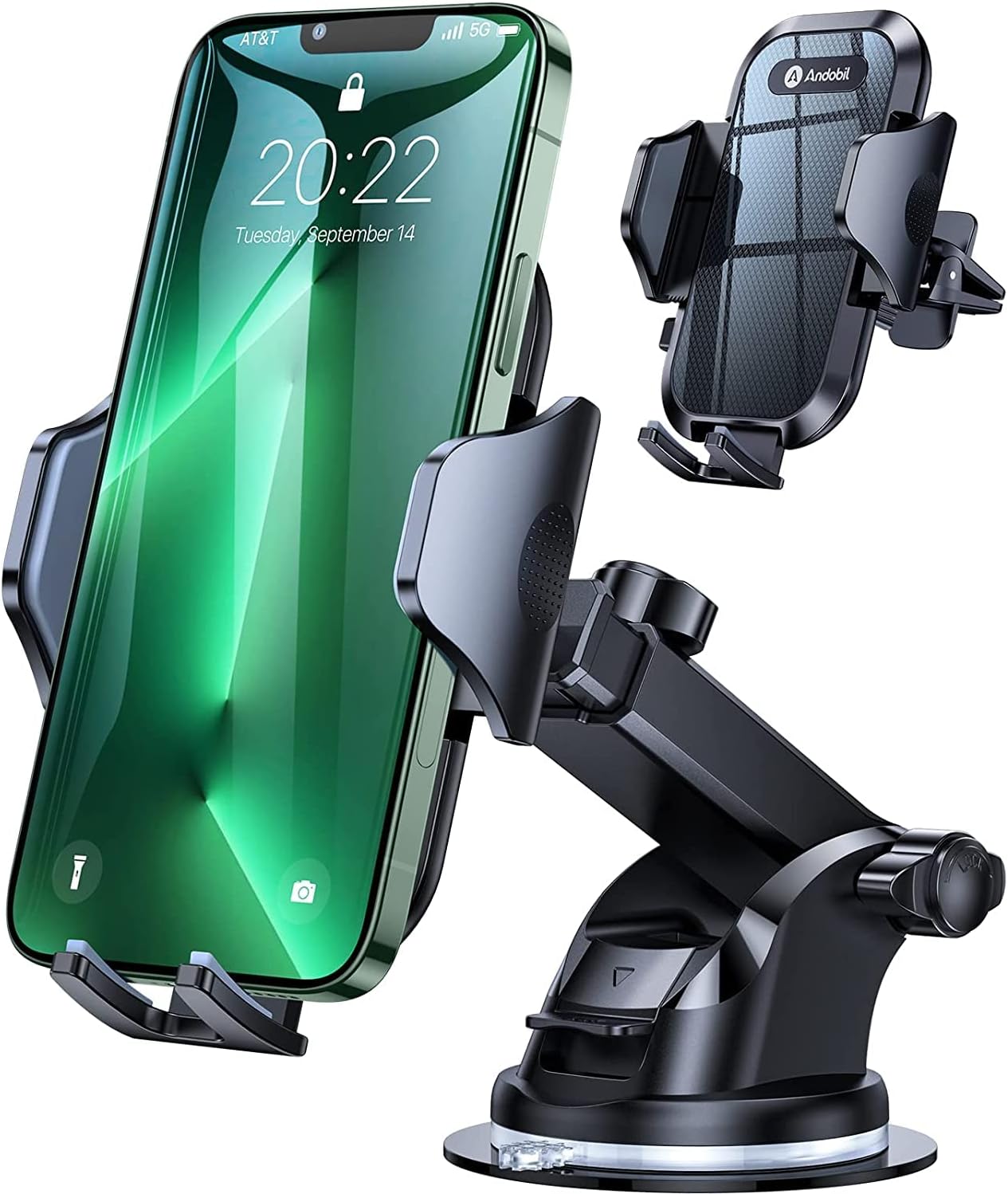 andobil Car Phone Mount, Dashboard Windshield Cell Phone Holder, Hands Free Cradle Compatible with iPhone XR X 8 7 Plus 6, Galaxy S9 S8, Google Pixel, LG and More