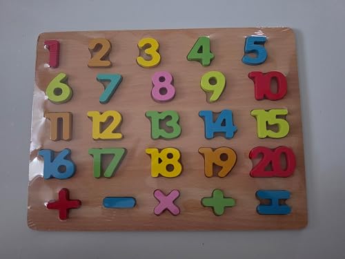 Wooden Numbers Push-In Puzzle Board with Mathematical Signs