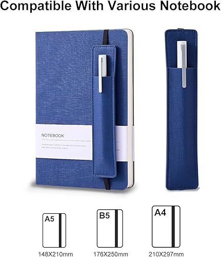 Miniatura 3 de Cuaderno A5 con soporte para bolígrafo, cuaderno de rayas universitarias con soporte elástico ajustable para bolígrafo, cuaderno de cuero, cuaderno