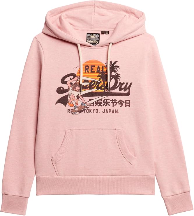 Superdry Script Style Floral Hood Sweat-Shirt à Capuche, Ice Marl, S Femme