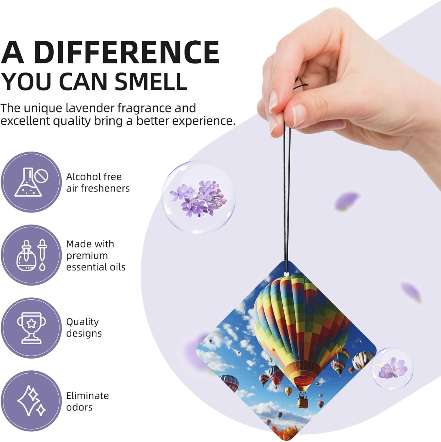 Car Air Fresheners Bulk Square Hanging Car Air Freshener Fragrance Scented Cards Colorful Hot Air Balloon Auto Mirror Pendant Aromatherapy Tablets For Car Home Office Closet Bathroom 40 Pcs image 4