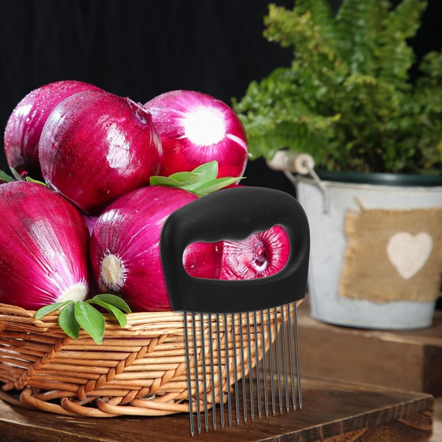 Onion Slicing Holder for Precise Stainless Steel Kitchen Food Prep