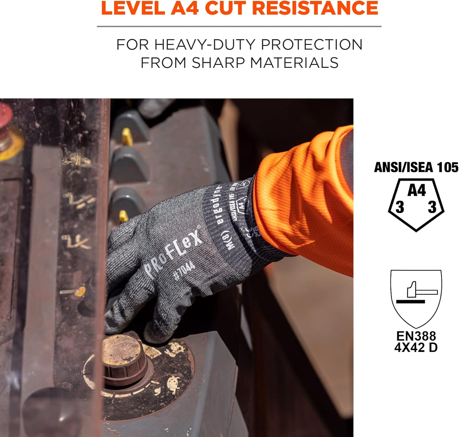 Ergodyne ProFlex 7044 Cut Resistant Work Gloves, ANSI A4, PU Coated Palms for Flexible No Slip Grip, Superior Fit and Feel, 18g, Touchscreen Capable : Everything Else