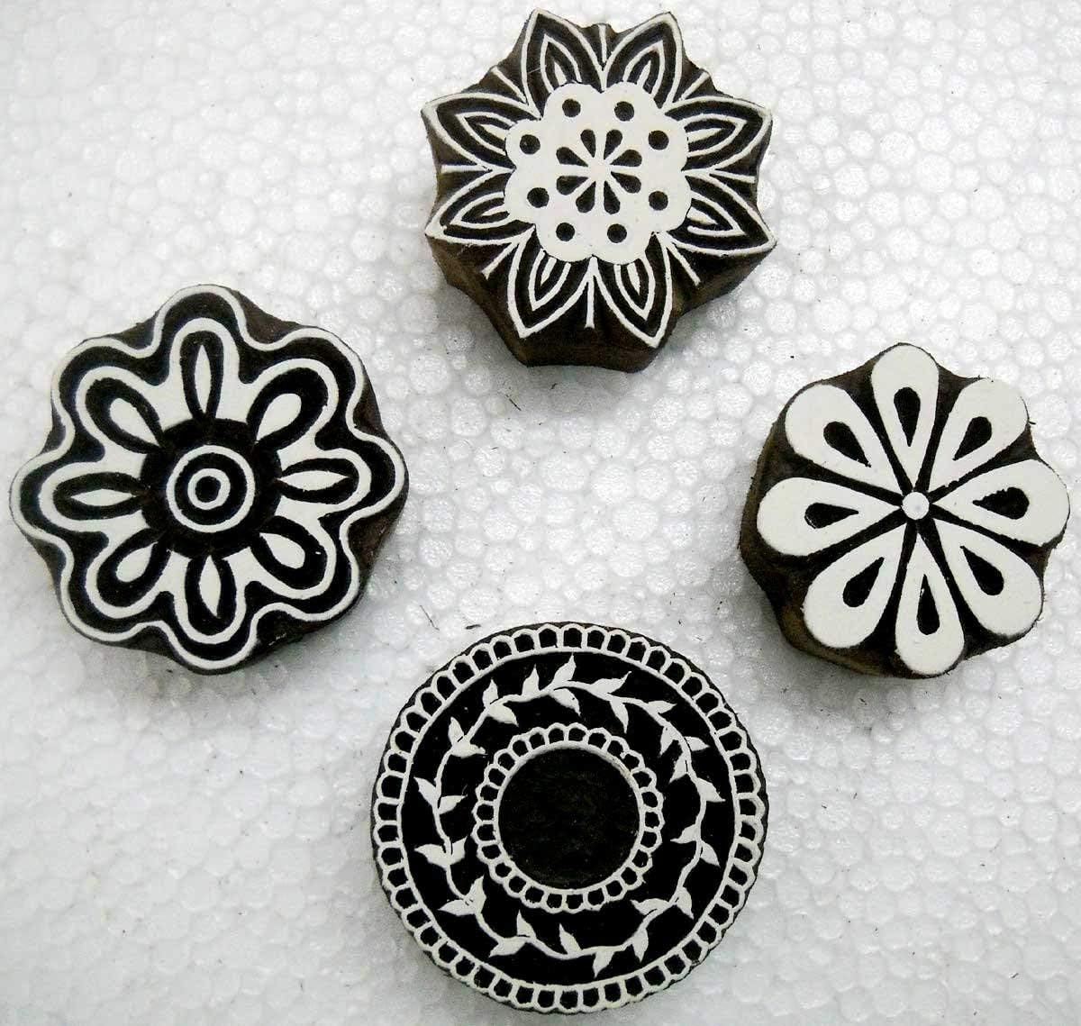 Wholesale Lot of Nine Beautiful Wooden Block Stamps/Tattoo/ 100% Handcarved Indian Textile Printing Blocks