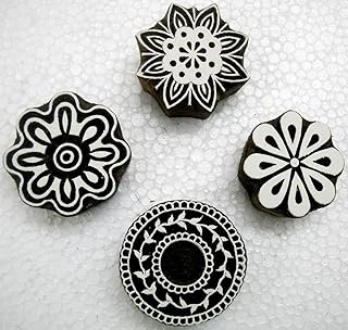 Wholesale Lot of Four Floral Designs Wooden Block Stamps/Tattoo/Indian Textile Printing Blocks