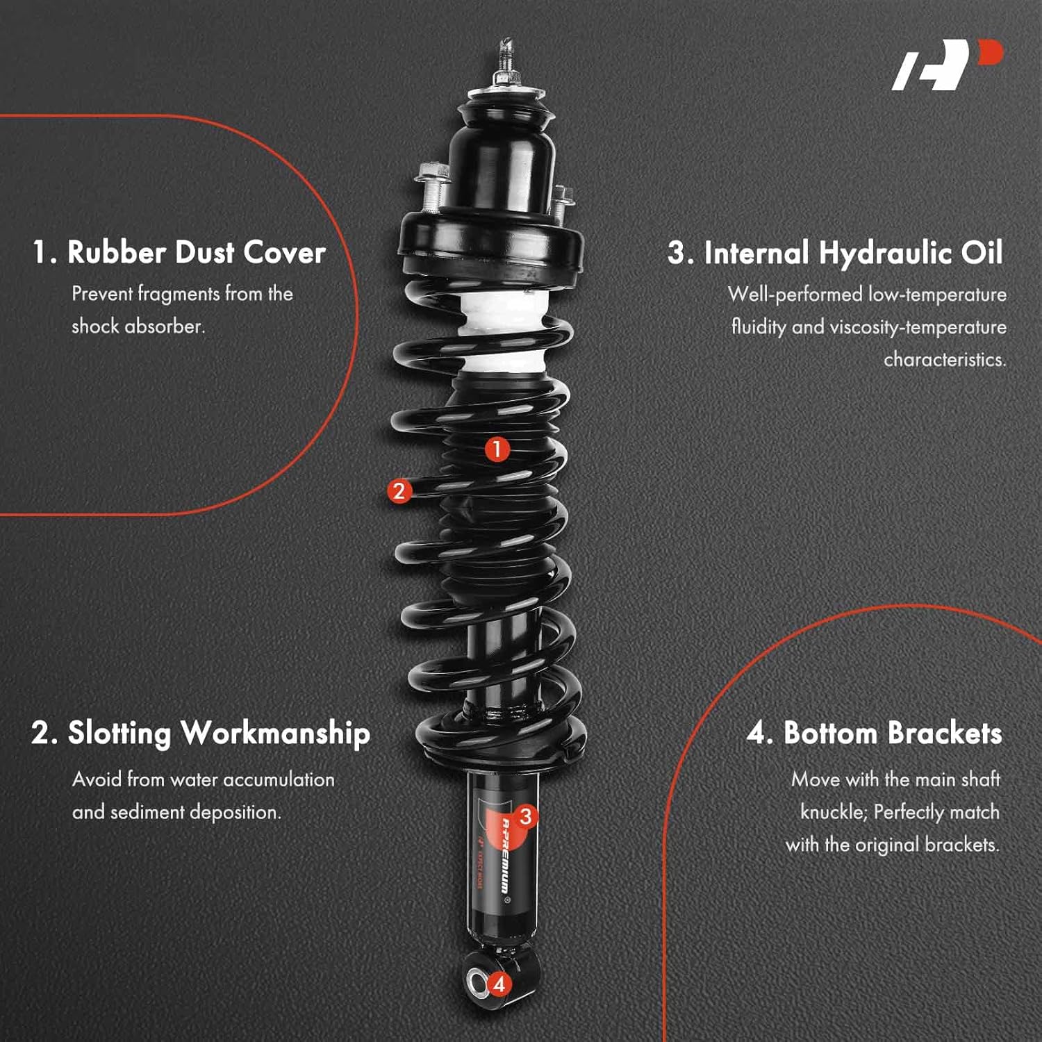A-Premium Rear Strut Assembly Compatible with Mitsubishi Outlander [AWD] 2003-2004 - 2x Replacement Suspension Complete Strut Shock Absorber with Coil Spring