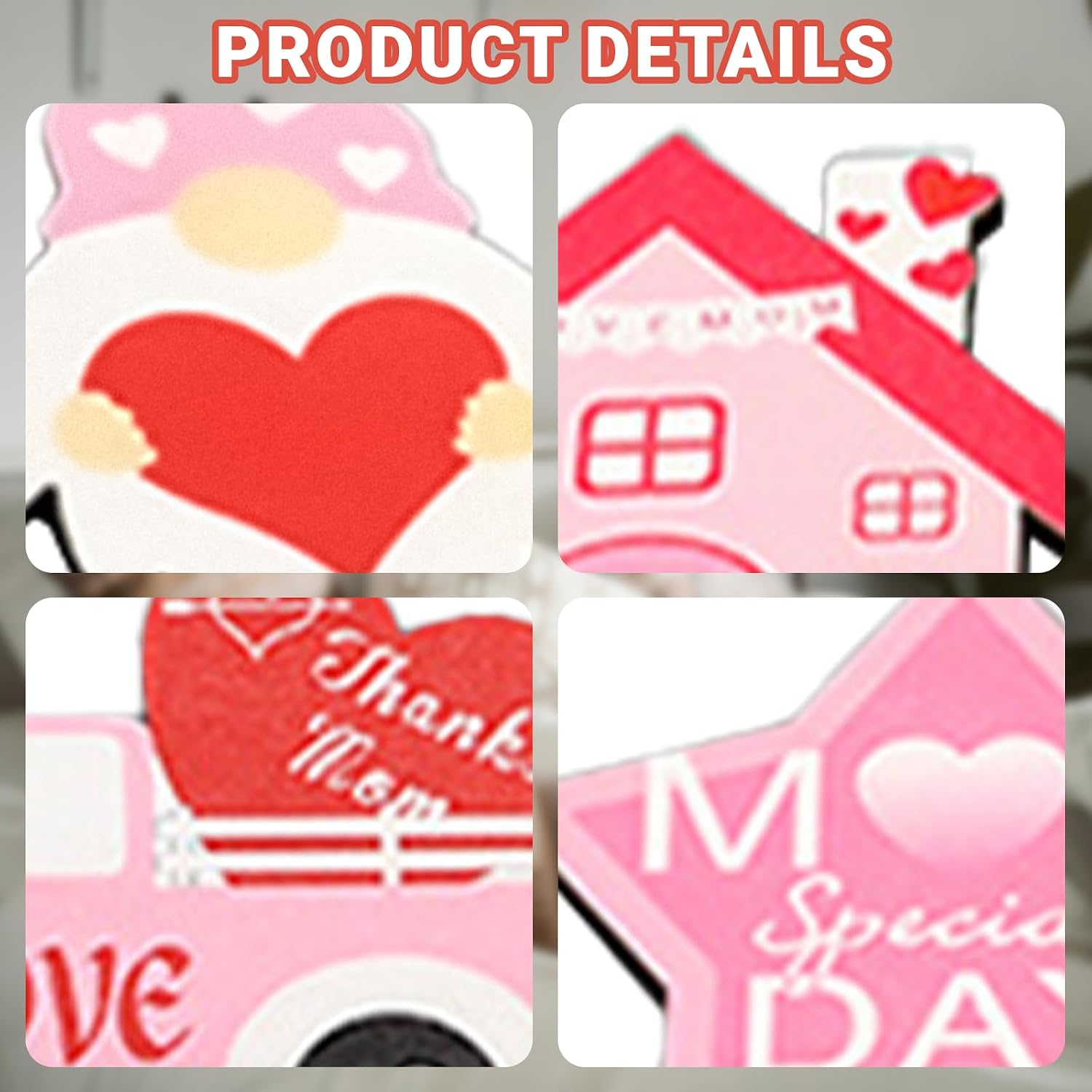 12 Pcs Mother's Day Wood Tiered Tray Decor Happy Mothers Day Sign Gift for Mom Heart Home Farmhouse Shelf Tabletop Decorations