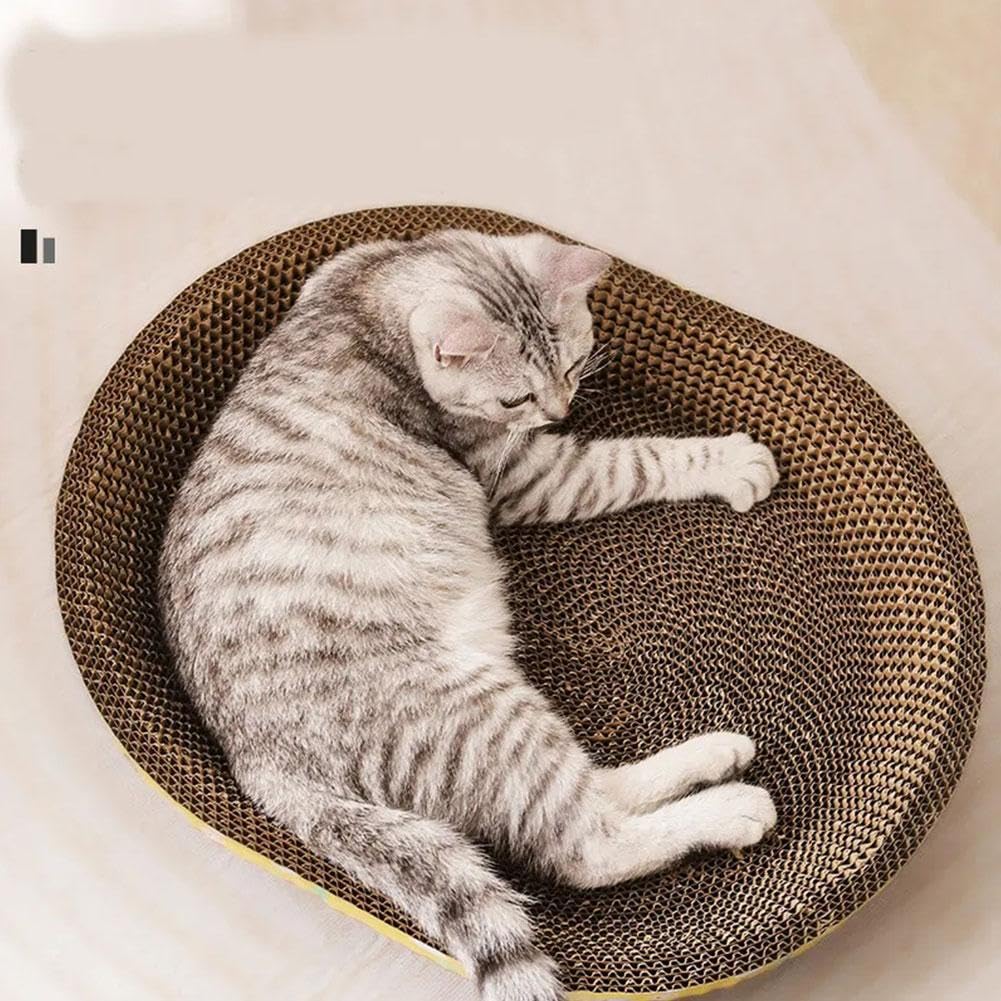 Tiragraffi Ovale Per Gatti In Cartone Ondulato - Letto E Graffiatoio Resistente - Foto 6