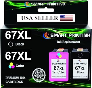 Smart Printink 67XL Ink Cartridge Replacement for HP 67 XL (Black & Tri-Color) High-Yield Printer Ink Compatible: Envy 6000 6055 6055e 6052 Envy Pro 6400 6455 6455e DeskJet 1255 2755e 4140 4152 4155e