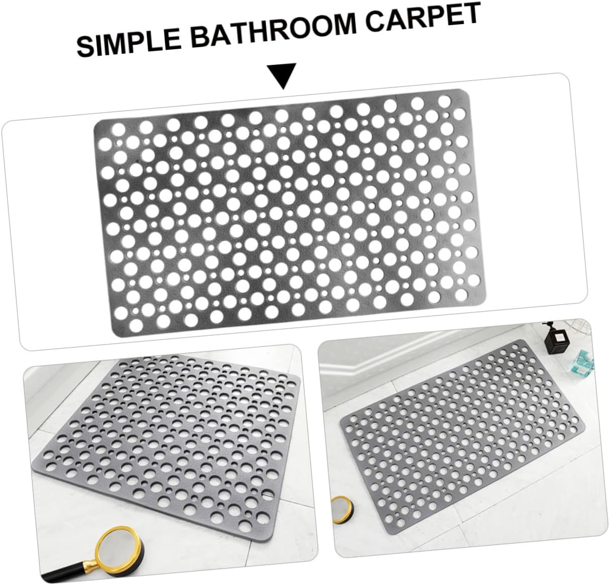 Non- Bathroom Mat Flexible TPE Shower Pad with Cups Grey Safe for Bathtub Shower Reduces Foot Fatigue for All Ages