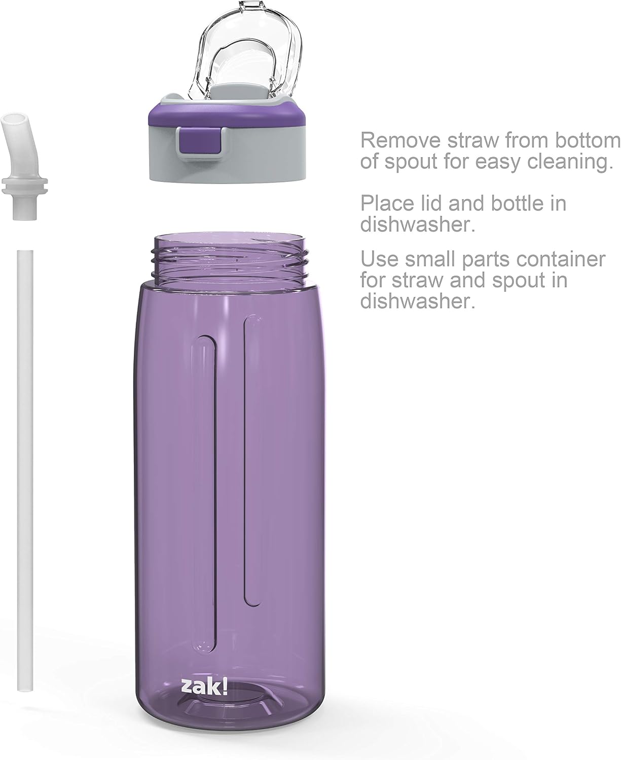 Zak Designs Genesis Durable Tritan Plastic Water Bottle with Easy-Open Button Lid Lid and Built-In Carry Handle, Leak-Proof Design is Perfect for Outdoor Sports (32oz, Viola)