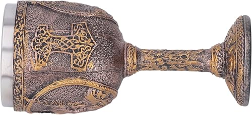 Miniatura 8 de Cáliz nórdico, cáliz hecho a mano, copa de vino nórdica con revestimiento de acero inoxidable carcasa de resina decorativa retro taza de cerveza