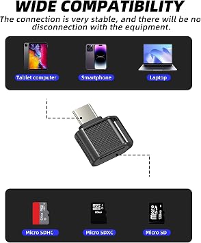 Micro SD Card Reader USB C Adapter for iPhone 17 16 15 Pro Max Compatible with Samsung Galaxy S25 Ultra Digital Camera for Apple for iPad Type C Memory Stick Laptop Transfer Flash Slot TF Compact PC
