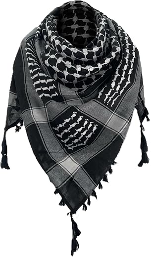 Palestinian Scarf Arafat Houndstooth Design Black White Mens Scarf Keffiyeh 48 x 48 inch