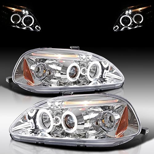 Miniatura 6 de AUTOZENSATION Compatible con faros delanteros Honda Civic 234DR 1996-1998, color negro, L + R Pair