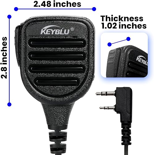 Miniatura 2 de KEYBLU Micrófono de altavoz de hombro impermeable de 2 pines, micrófono de radio bidireccional con conector de audio de 0.138in compatible con