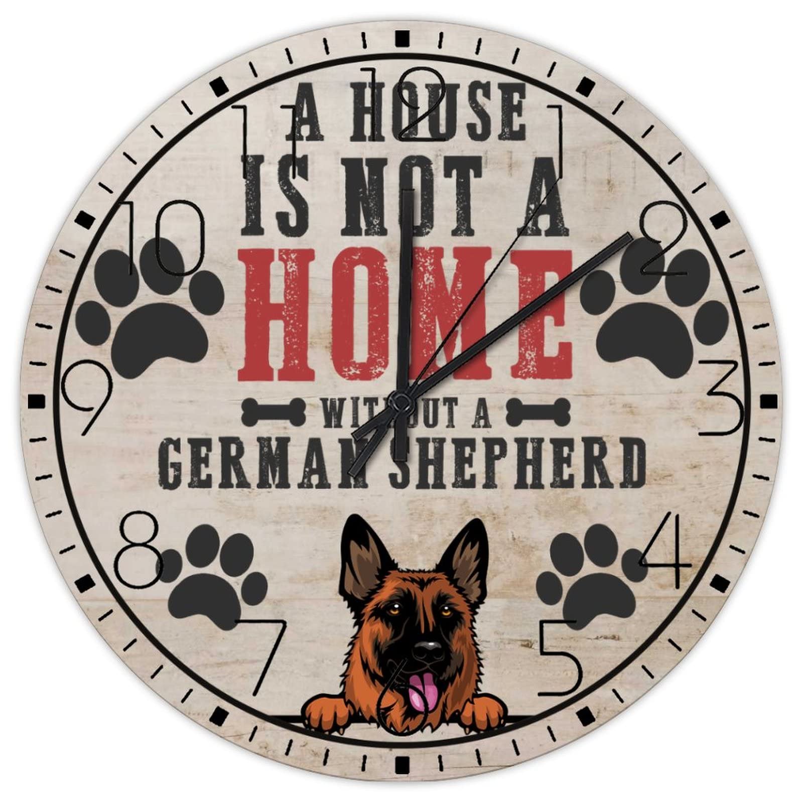 Horloge murale ronde en bois vintage célébrant l'amour de nos fidèles chiens