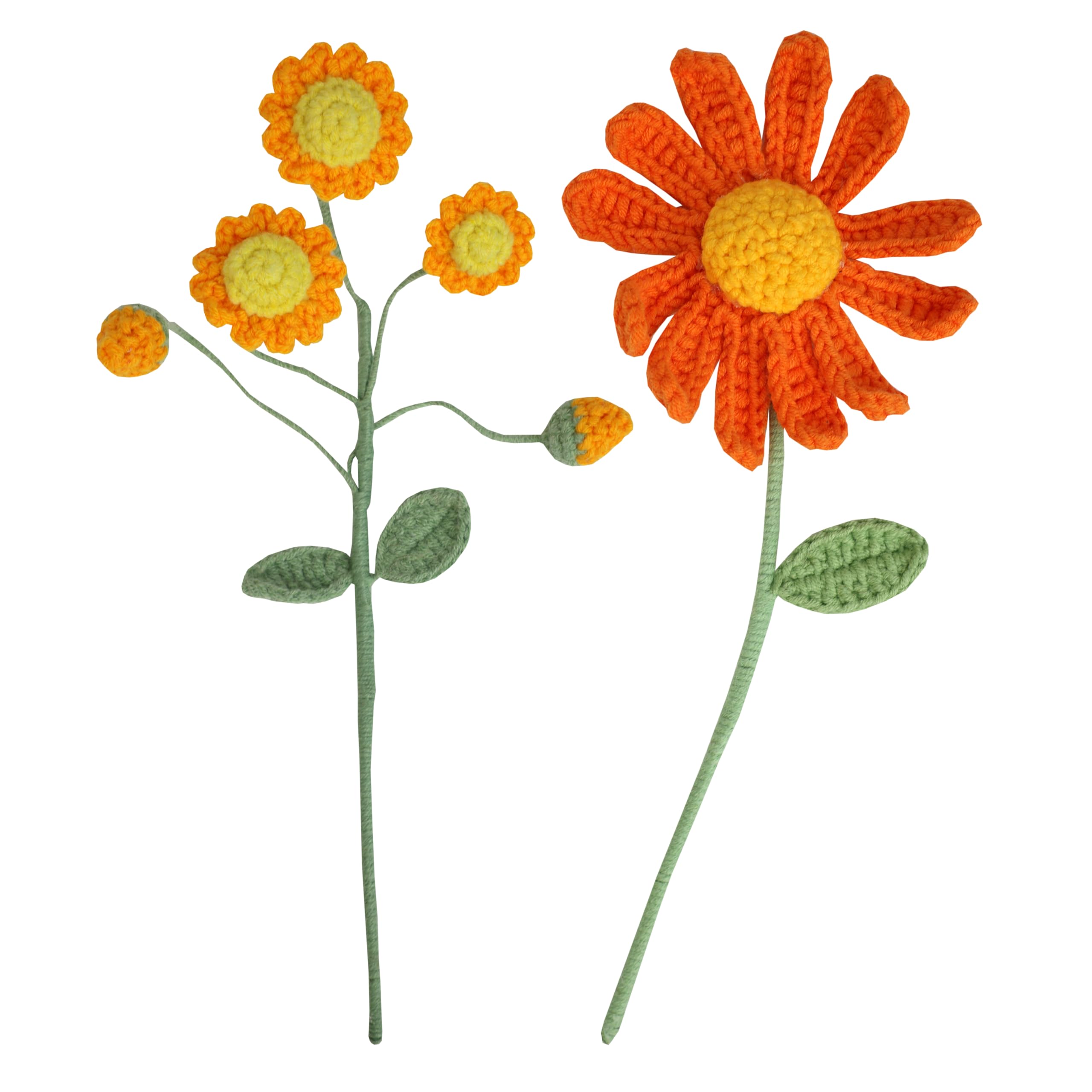 Talking Tables 2 x Autumn Hues Crochet Stems 26cm Handmade Crochet Flower Bouquet with Sunflower and Blooms, Reusable Autumn Decoration for Vases, Mothers Day Gifting