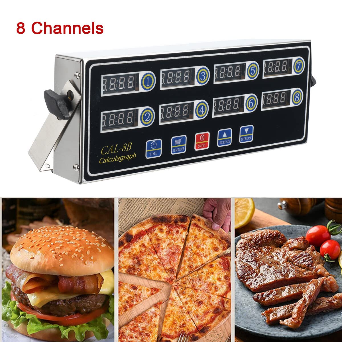 Timer da cucina digitale a 8 canali Timer da cucina commerciale per timer da cucina Timer in acciaio inossidabile Calculagraph Timer con allarme forte per ristorante