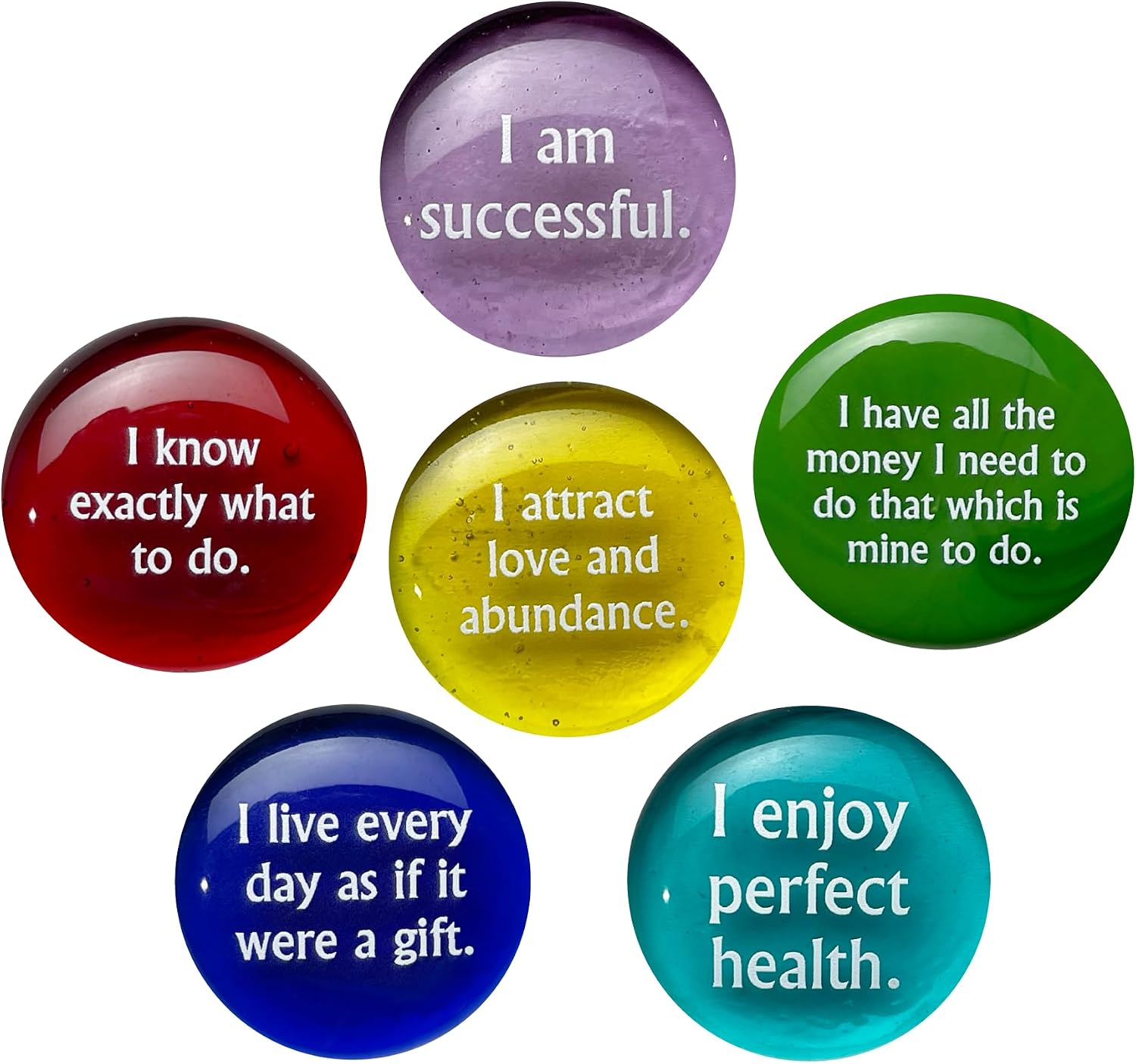Lifeforce Glass Affirmation Glass Stones, Positive, Encouraging Statements on Glass Stones to Help You Achieve Your Goals Affirmations Really Work. Set II