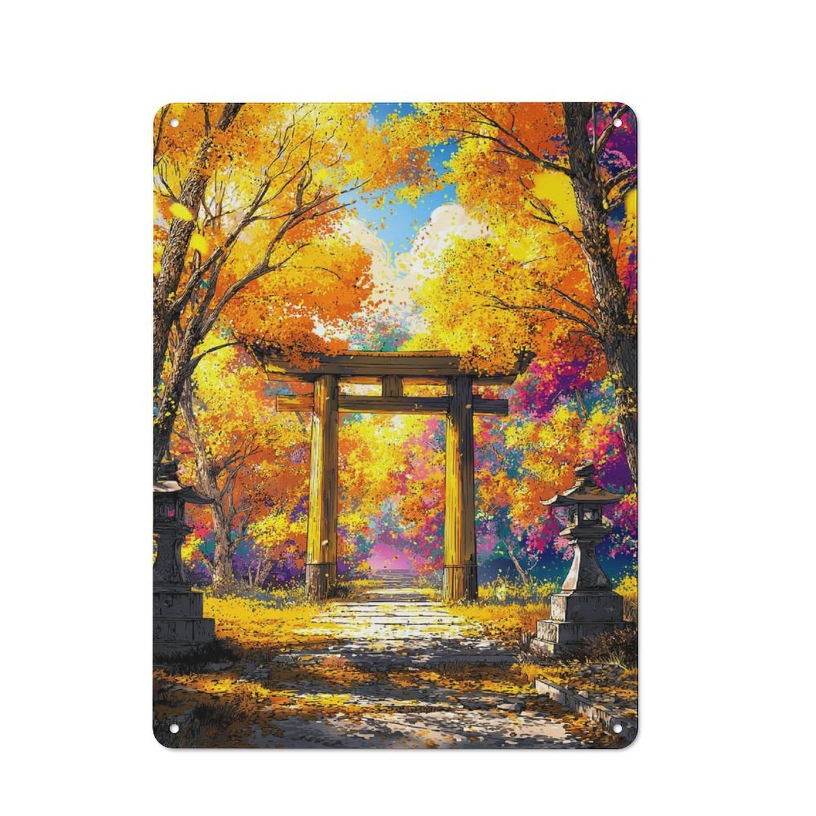 Junmoney Autumnal Torii Gate Serenity -3 Tin Sign 40X30cm For Bar Or Restaurant, Retro Wall Decor, For Restaurant Interior Fans