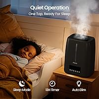 Vista 4 de 6L Top Fill Ultrasonic Humidifier - Cool and Warm Mist for Bedroom, Baby, Large Rooms & Plants, Smart Humidity Control, Aroma Diffuser, Night Light