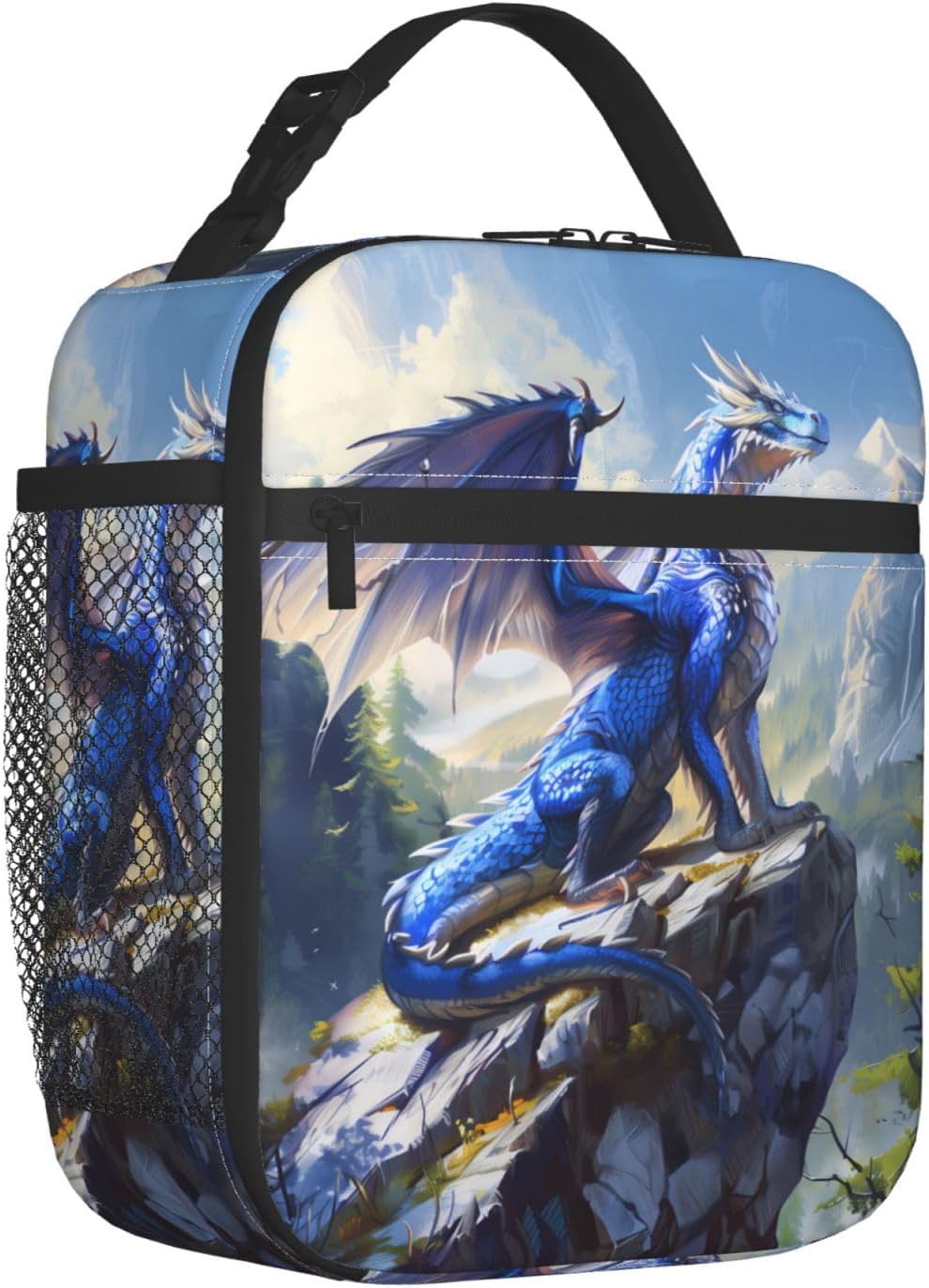 Reusable Dragon Lunch Box for Kids Gils Boys Women Adult, Insulated Mountain Lunch Bag,Polyester Cooler Handbags Case for School Picnic Work Travel Beach or Hiking (Scenic) - Image 2