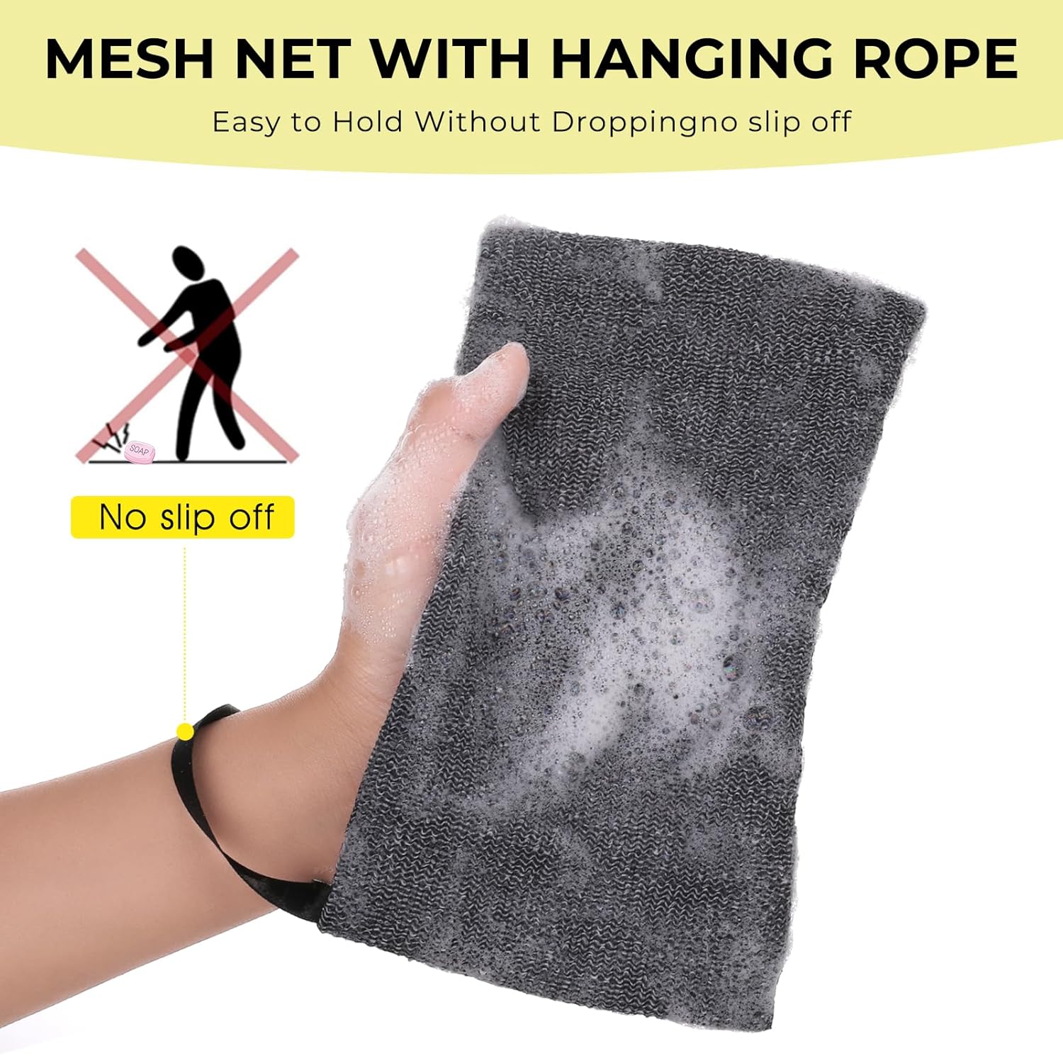 Exfoliating Soap Bag, 2 Pcs Mesh Bar Soap Saver Pouch Foaming Soap Pocket for Bath and Shower Soap Foam Lather Pouch Body Scrubber Rough Sponge Exfoliator for Bar Soap Women Men (Grey) - Image 8