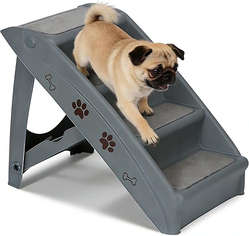 Escaleras plegables para perros grandes y pequeños, escalones antideslizantes para cama alta, sofá en casa y rampa de vehículos para que los perros