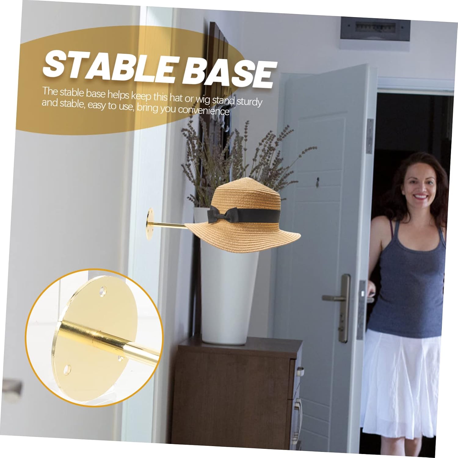 CHILDWEET Sturdy Hat Hanger Display Stand Wooden Hat Mount for Men Women Fedora Wigs Display Rack