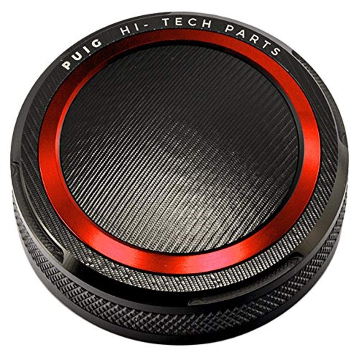 Puig 9264R Coperchio serbatoio liquido freno e frizione lavorato in alluminio anodizzato con design Hi-Tech per protezione ed estetica, Rosso