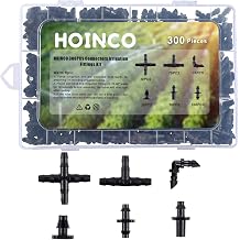 300PCS تركيبات الري مجموعة نظام الري بالتنقيط ، HOINCO Drip الري الشائكة موصلات 1/4 بوصة أنبوب ، لزهرة حديقة حديقة الحديقة