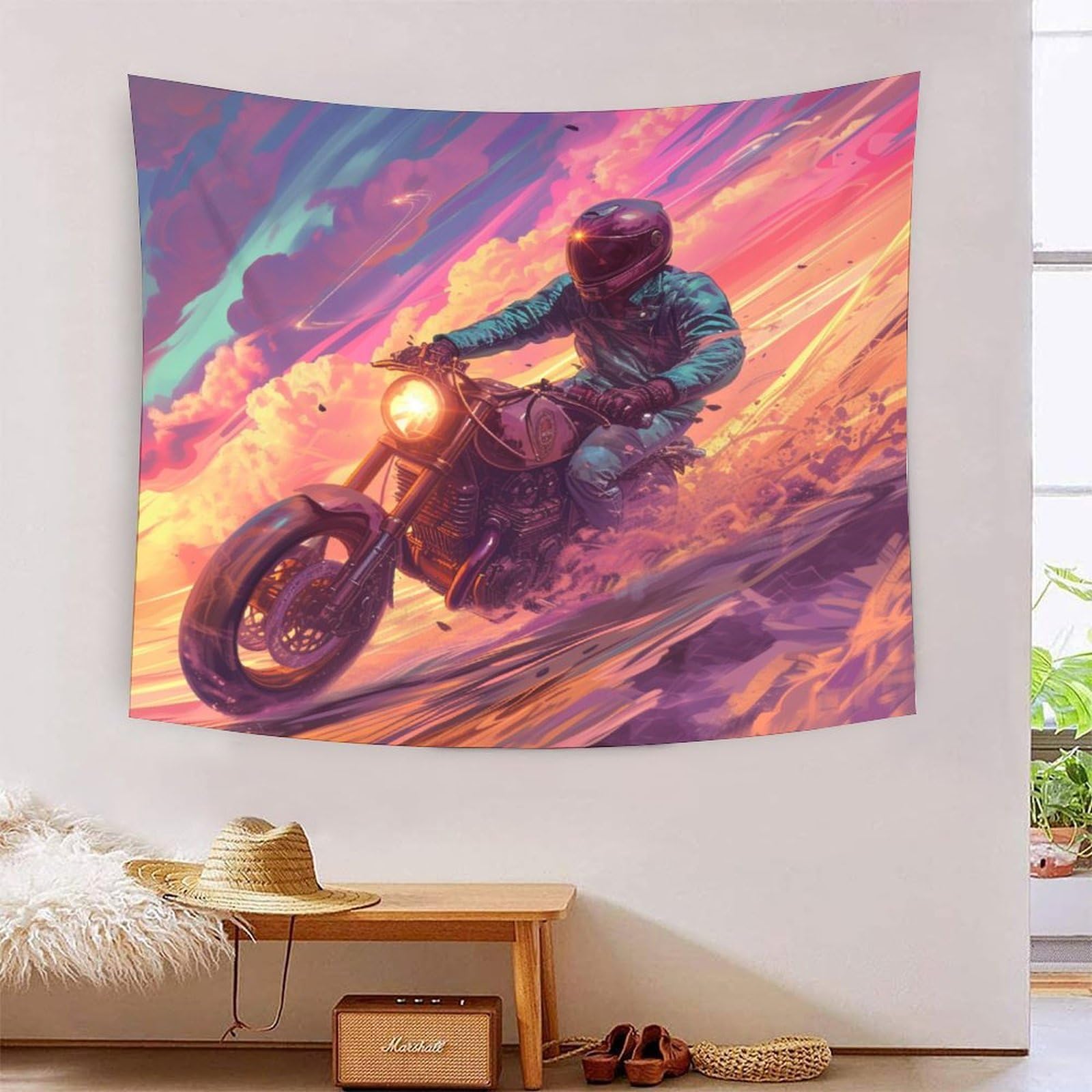 Poster mural moto cross 3D grand format en polyester doux