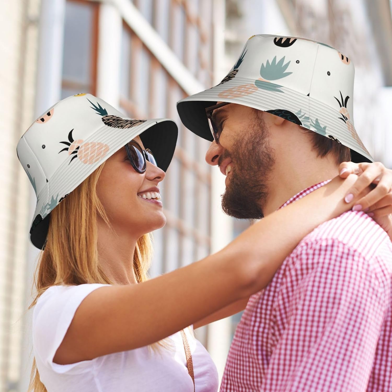 Bucket Hat Pineapple Print Summer Sun Hat Trendy Beach Funny Fisherman Hat for Men Women Unisex Black