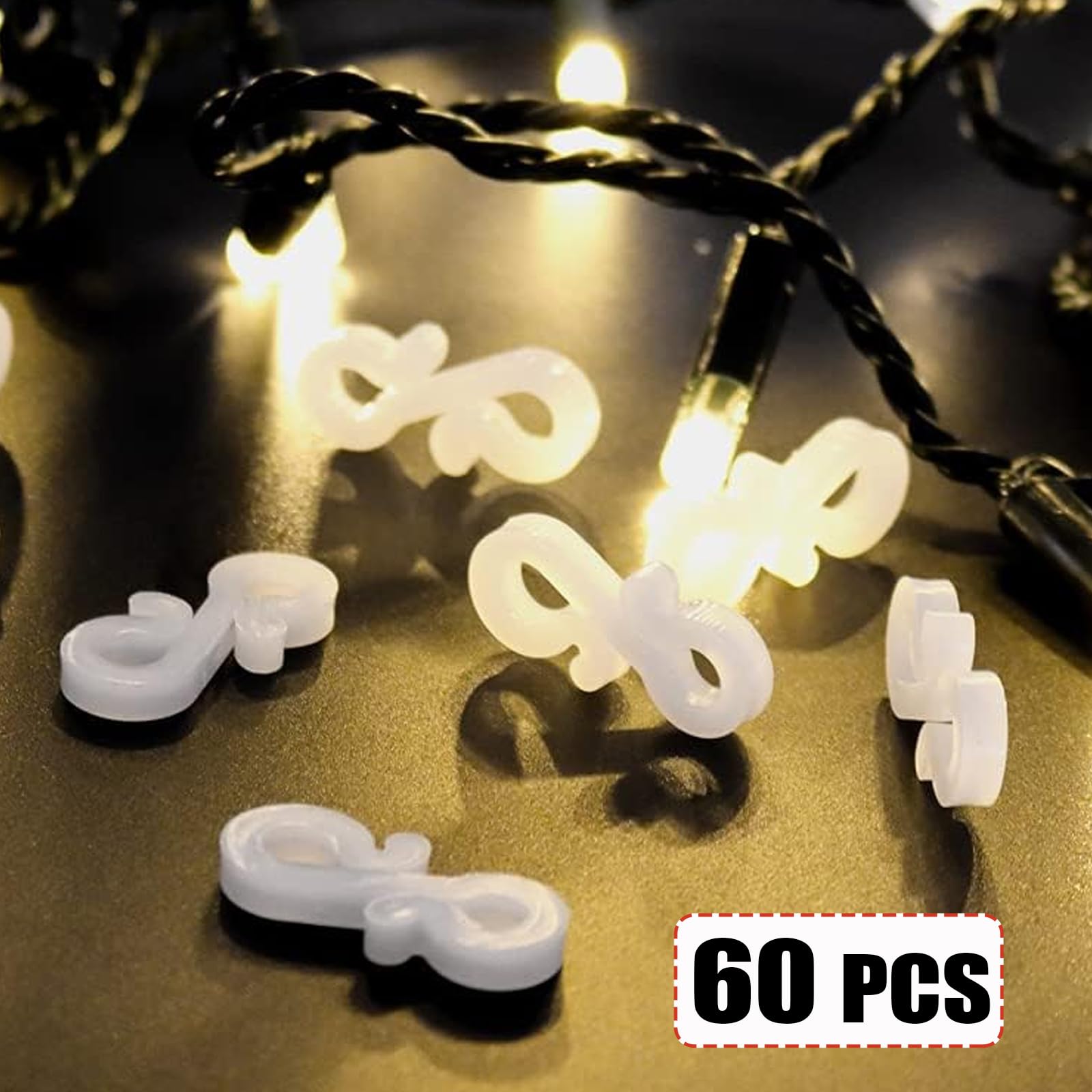 RSYHVG 60 Pcs Gutter Hooks for Outdoor String Lights Gutter Clips for Fixing Christmas Icicle Lights String Lights on Halloween Xmas Decorations Outdoor Garden Tree Window - Image 2