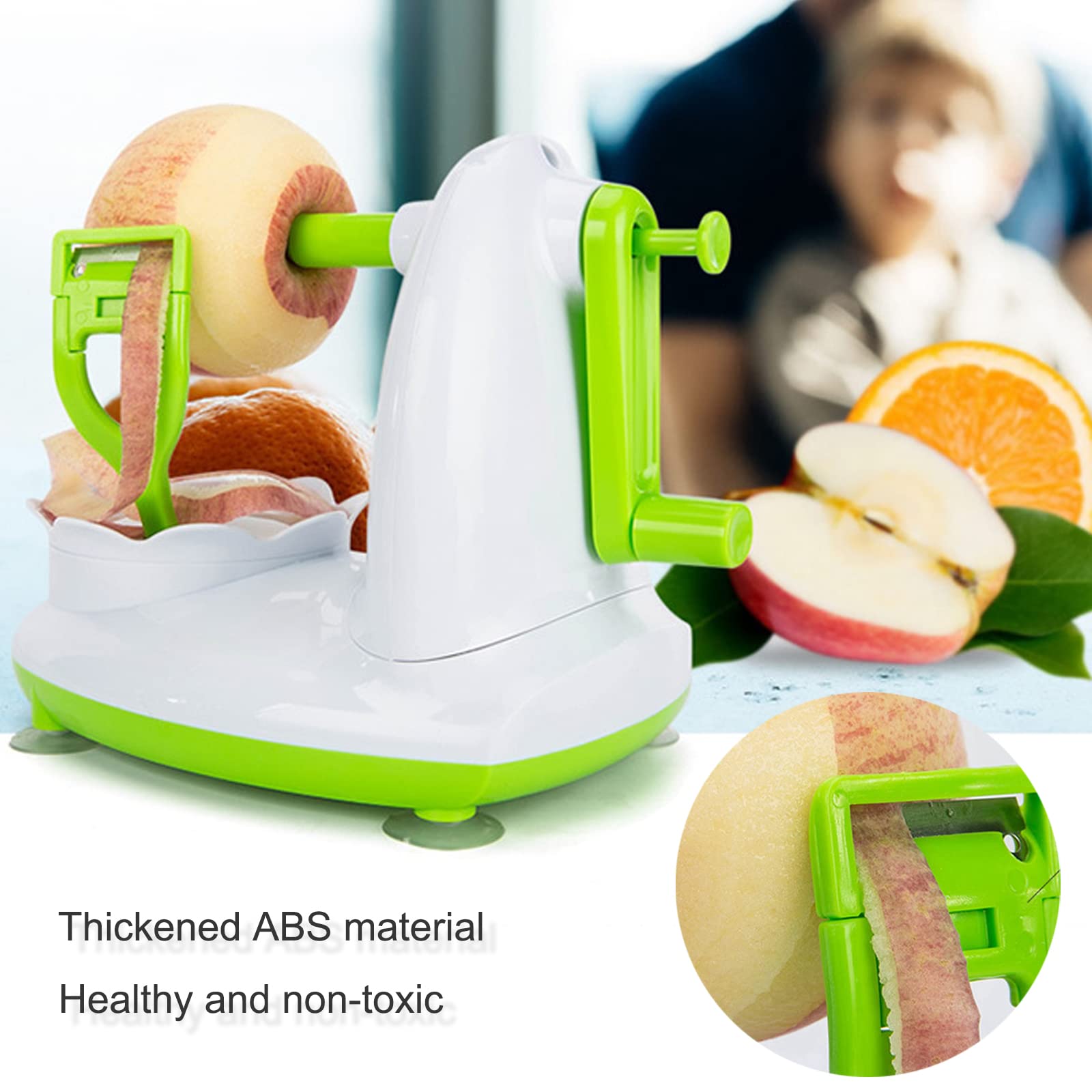 Pelapatate Con Ventosa Arsuk - Sbuccia, Affetta E Toglie Il Torsolo A Mele E Verdure - Design Sicuro, Colore Verde