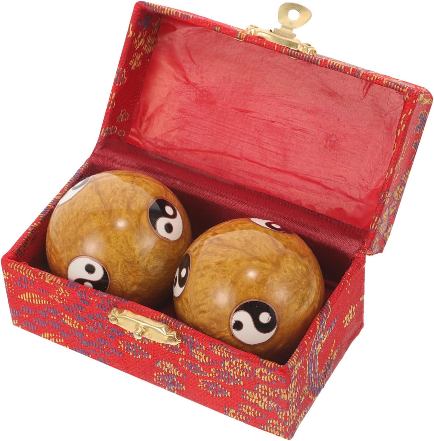 2Pcs Metal Massage Baoding Balls Hand Exercise Stress Relief Therapy Balls for Adults for Hand Relief and Fitness with Yin Yang Design Random Color