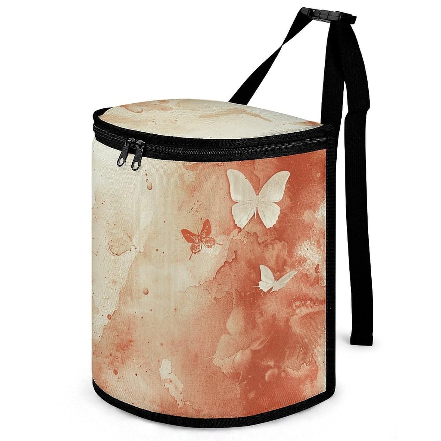 MUSM Leakproof Car Trash Can 2.5 Gallon, Durable Automotive Garbage Bag with Waterproof Liner, Light Red and Beige Trash Bag for Car, Truck, RV & Bathroom