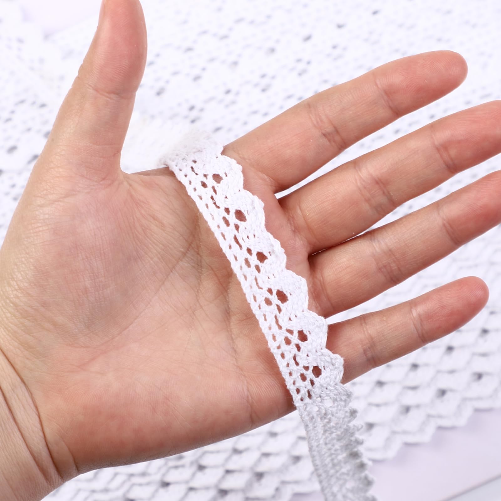 Cinta de encaje de 30 yardas de 1.1 pulgadas de ancho, borde de encaje multicolor para costura, encaje de ganchillo para manualidades, disfraces o joyas y costura (blanco)