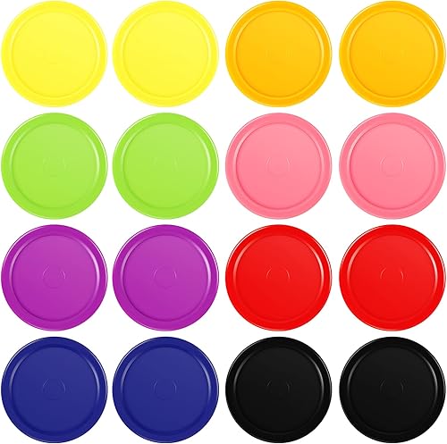 Skylety 16 discos de hockey para el hogar, 2.5 pulgadas, color rojo, de repuesto, redondos, multicolor, para mesas de juego, accesorios de equipo