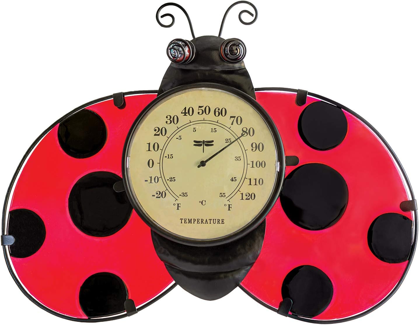 Poolmaster 54578 Ladybug Wall Décor and Thermometer for Home or Garden, Red