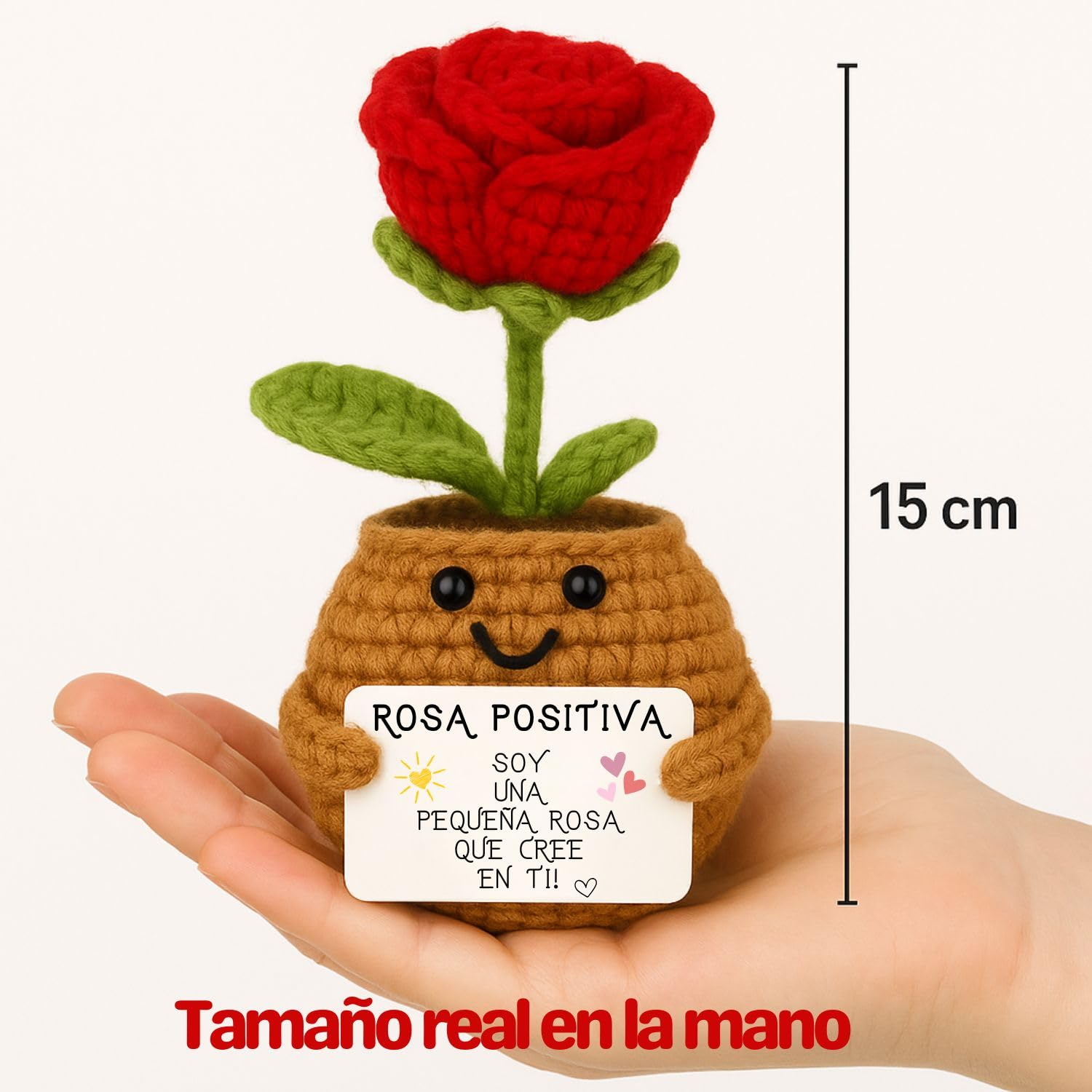 Rosa Roja Positiva | Regalo Original para Mujer & Pareja | Dia de la Madre Cumpleanos Mama Novia Amiga Companera|Sorpresa Romantica Emocional para Ella | Flor Eterna Decorativa | Decoracion Hogar Cute — view 7