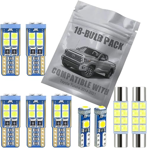Paquete de 18 luces LED blancas para interiores, compatibles con Toyota Tundra 2014-2021, mapa, cúpula, cajuela, espejo de tocador, repuesto de disponible en Yaxa Colombia