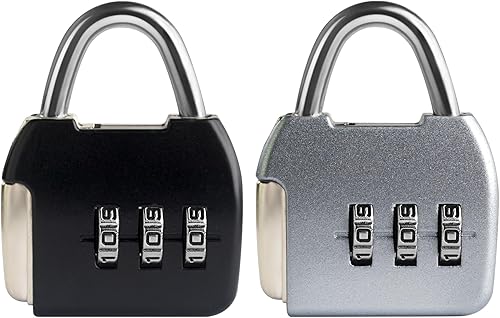 Miniatura 8 de Candado de combinación pequeña, cerraduras de combinación de 3 dígitos, cerradura de equipaje de viaje con código, mini cerradura combinada para