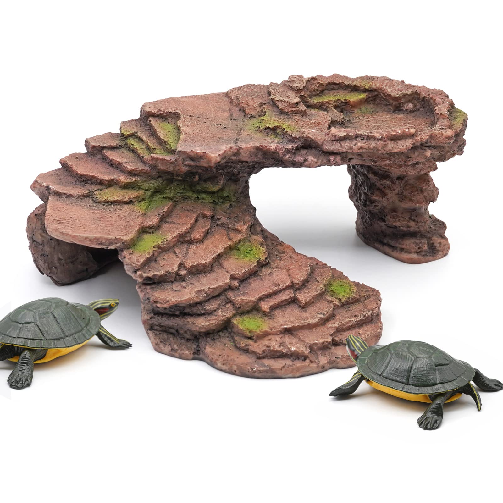 Bearded Dragon Basking Platform Basking Rocks for Bearded Dragons Basking Rock Reptile Basking Platform for Aquarium Bearded Chameleon Tortoise Lizards Amphibians Betta Resin 9.5in