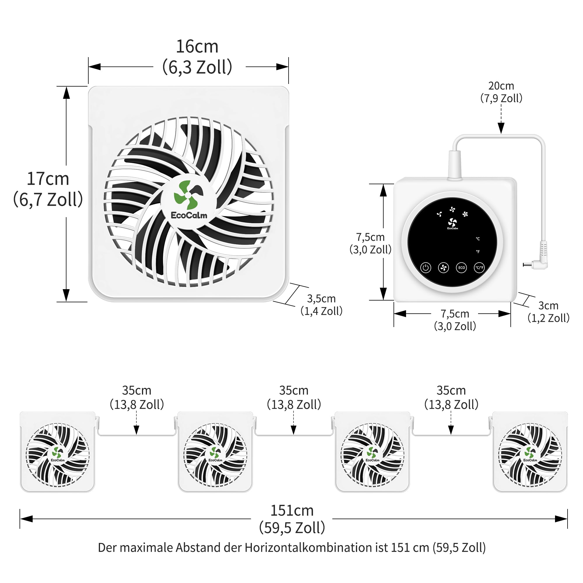 Ventilatore per radiatore con 5 magneti per radiatori in ghisa, 4 ventilatori magnetici con termostato intelligente, ventilatore per radiatori aumenta l'efficienza di riscaldamento e risparmia