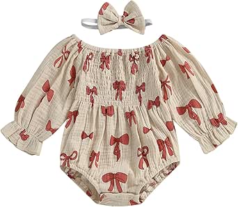 The Best Dressed Child Girls Fall Floral Smocked Romper with Bows on Shoulders