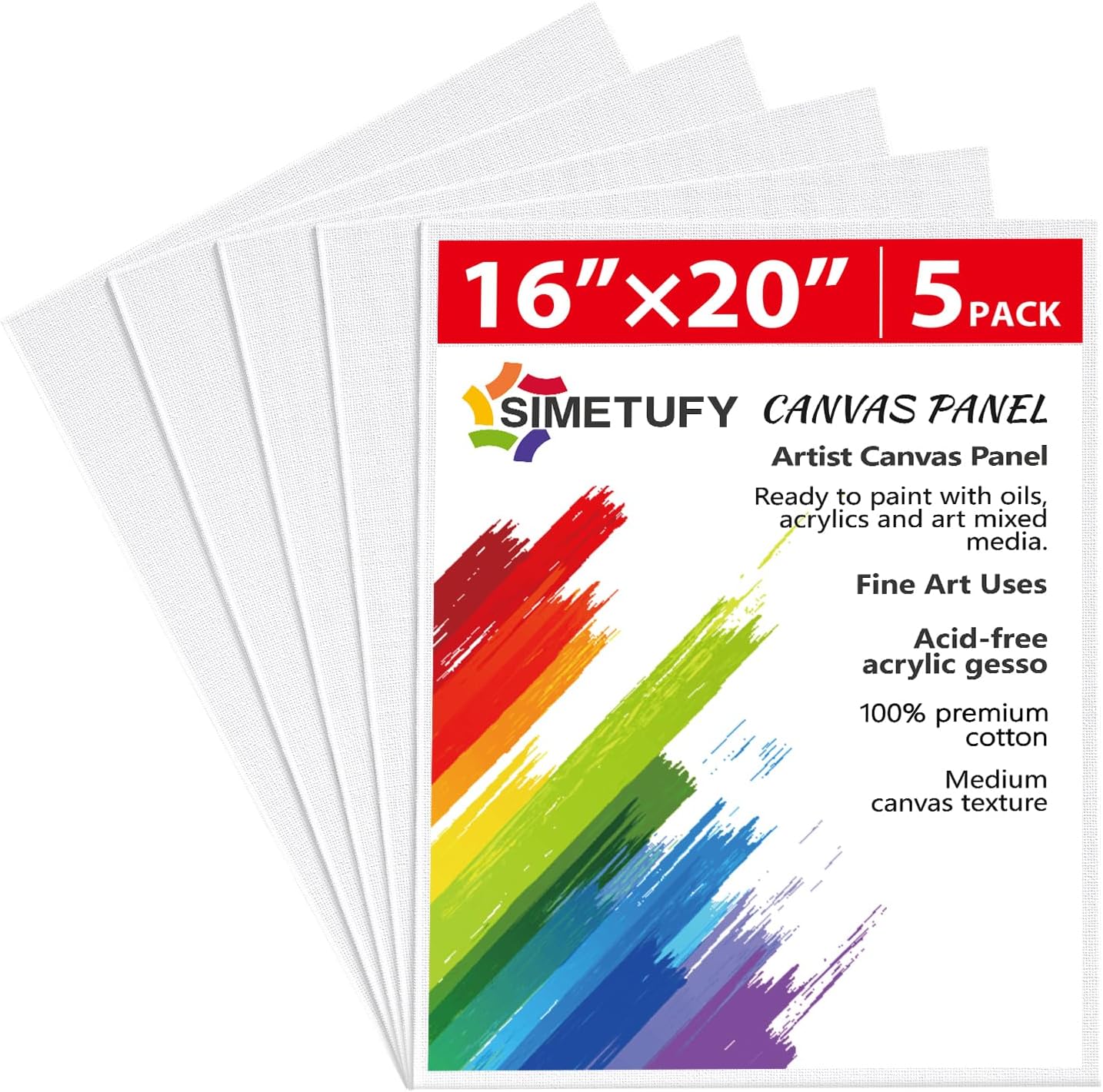 Simetufy 12 x 16 inch 5 Pack Painting Canvas Boards- Gesso Primed Acid-Free 100% Cotton Large Canvas Panels for Acrylics Oil Watercolor Tempera Paints - Image 9